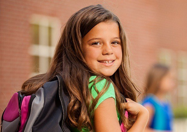 girl with backpack