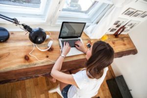 A woman searching online.