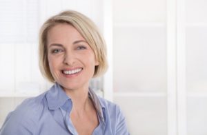 smiling woman with bright teeth