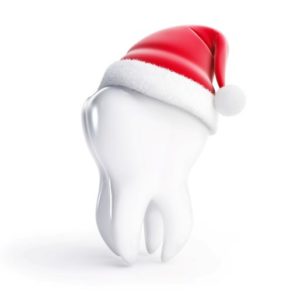 tooth graphic with santa hat