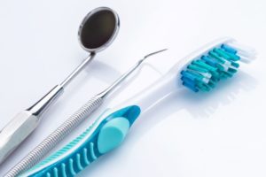 dental instruments and toothbrush
